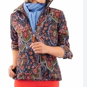 Gretchen Scott Windbreaker Pleasantly Paisley Floral Jacket size xs